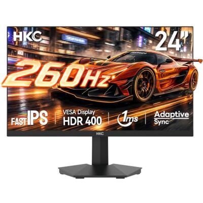 HKC Gaming Monitor 24 Pulgadas 260Hz Panel Fast IPS, HDR400, 1ms MPRT, Adaptive Sync, Inclinación Ajustable, (1920x1080 HDMI 2X 2.0 DP 1x 1.4 Salida de Audio) Negro HKC Gaming Monitor 24 Pulgadas 260Hz Panel Fast IPS, HDR400, 1ms MPRT, Adaptive Sync, Inclinación Ajustable, (1920x1080 HDMI 2X 2.0 DP 1x 1.4 Salida de Audio) Negro