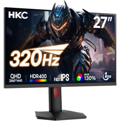 HKC 27 Pulgadas QHD Monitor Gaming, 320Hz Fast IPS, 1ms HDR400 95% DCI-P3 95% DCI-P3, Adaptive Sync, luz azul hardware, soporte HAS, VESA 100x100, 2x HDMI 2.1, DP 1.4 HKC 27 Pulgadas QHD Monitor Gaming, 320Hz Fast IPS, 1ms HDR400 95% DCI-P3 95% DCI-P3, Adaptive Sync, luz azul hardware, soporte HAS, VESA 100x100, 2x HDMI 2.1, DP 1.4