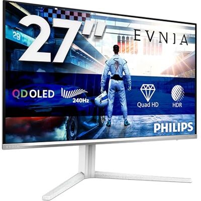 Philips Evnia 27M2N6591L Gaming Monitor 27 Pulgadas 240Hz Panel QD-OLED, 0.03ms GtG, HDR10, G-Sync Compatible, Altura Ajustable, (2560x1440 HDMI 2x 2.1 DP 1x 1.4 USB Hub) Blanco Philips Evnia 27M2N6591L Gaming Monitor 27 Pulgadas 240Hz Panel QD-OLED, 0.03ms GtG, HDR10, G-Sync Compatible, Altura Ajustable, (2560x1440 HDMI 2x 2.1 DP 1x 1.4 USB Hub) Blanco