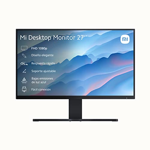 Xiaomi Mi Desktop Monitor 27" - Monitor de 27" FHD (1920x1080, IPS, 75Hz, 6ms, 300 cd/m², HDMI 1.4x1, VGA, 16:9, 178°, diseño sin marcos), negro (Versión ES + 3 años de garantía)