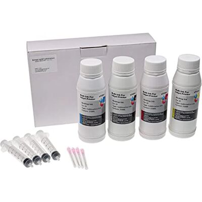 vhbw 4X Tinta de sublimación Compatible con Ricoh Aficio SG 3110 Impresora de sublimación Set de Recarga, Cian, Magenta, Yellow, Negro, 250ml vhbw 4X Tinta de sublimación Compatible con Ricoh Aficio SG 3110 Impresora de sublimación Set de Recarga, Cian, Magenta, Yellow, Negro, 250ml