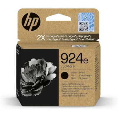 HP 924e Negro, Cartucho de Tinta Original, EvoMore, Alta Capacidad Compatible con impresoras OfficeJet Pro Serie 8120 y 8130, 1000 páginas (4K0V0NE) HP 924e Negro, Cartucho de Tinta Original, EvoMore, Alta Capacidad Compatible con impresoras OfficeJet Pro Serie 8120 y 8130, 1000 páginas (4K0V0NE)