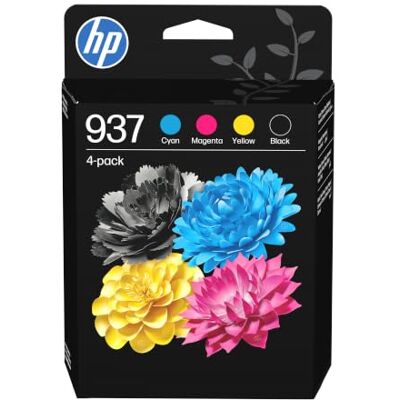 HP 937 Negro, Cian, Magenta, Amarillo, Pack de 4 Cartuchos Tinta Originales Compatible con OfficeJet Pro Serie 9100 y 9700, 1250 páginas (6C400NE) HP 937 Negro, Cian, Magenta, Amarillo, Pack de 4 Cartuchos Tinta Originales Compatible con OfficeJet Pro Serie 9100 y 9700, 1250 páginas (6C400NE)