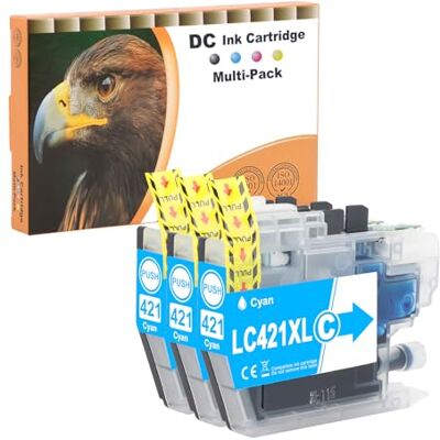 D&C LC421XL Cartuchos de Impresora compatibles con Brother LC421 XL Multipack para Brother DCP-J1050DW MFC-J1010DW DCP-J1140DW Cartuchos (Cian, 3 Unidades) D&C LC421XL Cartuchos de Impresora compatibles con Brother LC421 XL Multipack para Brother DCP-J1050DW MFC-J1010DW DCP-J1140DW Cartuchos (Cian, 3 Unidades)