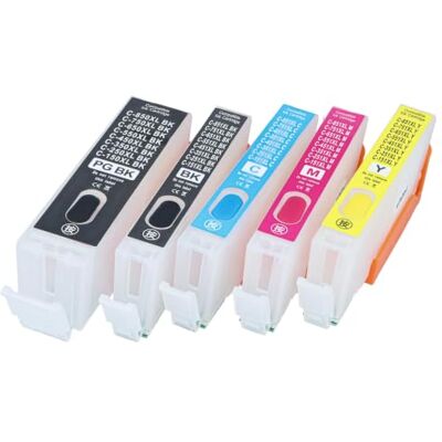 vhbw Cartucho de Tinta Paquete de 5 Refill Leer Multicolor para Canon Pixma IX6800, IX6850, MG5400 impresora, CISS Con chip (compatible) vhbw Cartucho de Tinta Paquete de 5 Refill Leer Multicolor para Canon Pixma IX6800, IX6850, MG5400 impresora, CISS Con chip (compatible)