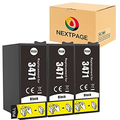 NEXTPAGE Cartuchos de tinta 34XL de repuesto para Epson 34XL, color negro, compatibles con Workforce Pro WF-3720DWF WF-3725DWF WF-3720 WF-3725 WF3720 WF3725 cartuchos de impresora (3 x 34XL negro) NEXTPAGE Cartuchos de tinta 34XL de repuesto para Epson 34XL, color negro, compatibles con Workforce Pro WF-3720DWF WF-3725DWF WF-3720 WF-3725 WF3720 WF3725 cartuchos de impresora (3 x 34XL negro)