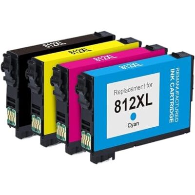 Genérico Cartucho de Tinta 812XL, Compatible con Epson, WF-3820 WF-3825 Genérico Cartucho de Tinta 812XL, Compatible con Epson, WF-3820 WF-3825