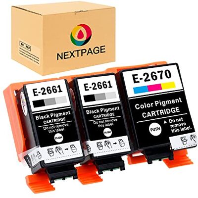 NEXTPAGE Cartuchos de tinta compatibles con Epson T2661 T2670 T-2661 T-2670 de repuesto para Epson WF-100W WF-110W Workforce (2 negro, 1 color) NEXTPAGE Cartuchos de tinta compatibles con Epson T2661 T2670 T-2661 T-2670 de repuesto para Epson WF-100W WF-110W Workforce (2 negro, 1 color)