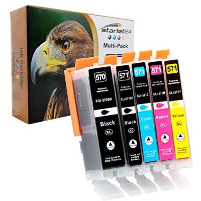 Starlet24 5X Cartuchos de Tinta para Canon PGI-570 CLI-571 570XL 571XL Pixma MG5700 MG5750 MG5751 MG5752 MG5753 MG6800 MG6850 MG6851 TS5000 TS5050 TS5051 TS5053 TS5055 TS6050 TS6051 TS6052 Starlet24 5X Cartuchos de Tinta para Canon PGI-570 CLI-571 570XL 571XL Pixma MG5700 MG5750 MG5751 MG5752 MG5753 MG6800 MG6850 MG6851 TS5000 TS5050 TS5051 TS5053 TS5055 TS6050 TS6051 TS6052