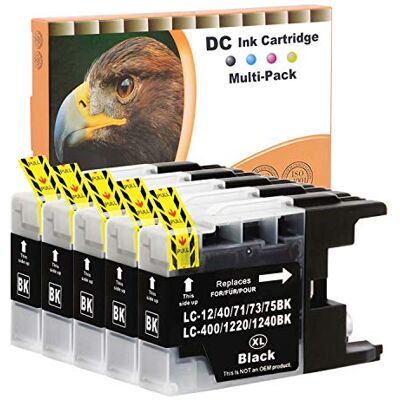 D&C 5X Cartuchos de Tinta compatibles para Brother LC-1220 LC-1240 XL para Brother DCP-J525W DCP-J725DW DCP-J925DW MFC-J280W MFC-J425W MFC-J430W MFC-J435W MFC-J5910DW MFC-J625DW MFC-J6510DW (5 Negro) D&C 5X Cartuchos de Tinta compatibles para Brother LC-1220 LC-1240 XL para Brother DCP-J525W DCP-J725DW DCP-J925DW MFC-J280W MFC-J425W MFC-J430W MFC-J435W MFC-J5910DW MFC-J625DW MFC-J6510DW (5 Negro)