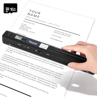 Youool Escáner de documentos portátil A4 900 DPI de alta resolución, color portátil, formato JPG/PDF, USB 2.0, escáner de documentos portátiles para documentos, recibos, fotos (Negro) Youool Escáner de documentos portátil A4 900 DPI de alta resolución, color portátil, formato JPG/PDF, USB 2.0, escáner de documentos portátiles para documentos, recibos, fotos (Negro)