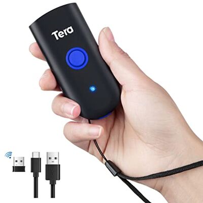 Tera 1D Láser Lector de Códigos de Barras Inalámbrico 1D Escáner de Códigos de Barras, Tres Modos de Uso, Compatible con Bluetooth, Inalmábrico a 2.4 GHz y con Cable USB 2.0,1100 Tera 1D Láser Lector de Códigos de Barras Inalámbrico 1D Escáner de Códigos de Barras, Tres Modos de Uso, Compatible con Bluetooth, Inalmábrico a 2.4 GHz y con Cable USB 2.0,1100