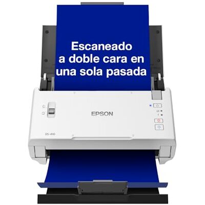 Epson Workforce DS-410 Escáner de Documentos A4-600 dpi, Modo A3 Manual USB, ADF, Dúplex, Detección de Doble Alimentación, Protección de Papel, 26ppm, Diseño Compacto Epson Workforce DS-410 Escáner de Documentos A4-600 dpi, Modo A3 Manual USB, ADF, Dúplex, Detección de Doble Alimentación, Protección de Papel, 26ppm, Diseño Compacto