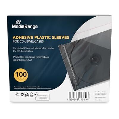 MediaRange Media Range BOX04 Fundas de plástico CD (50) Claro para 10,4mm Jewel Cases Paquete de 100 unidades, transparente, cinta adhesiva, apta para fundas de CD de 10,4 mm MediaRange Media Range BOX04 Fundas de plástico CD (50) Claro para 10,4mm Jewel Cases Paquete de 100 unidades, transparente, cinta adhesiva, apta para fundas de CD de 10,4 mm
