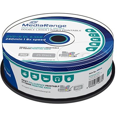 MediaRange MR474 DVD+RW vírgenes de 8.5 GB (8X, 240 min, 25 Unidades) MediaRange MR474 DVD+RW vírgenes de 8.5 GB (8X, 240 min, 25 Unidades)