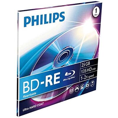Philips 8712581528652 BD-RE 25GB 1 Pieza(s) Disco BLU-BLU-Ray Discos de BLU-Ray en Blanco (BD-RE, 25 GB, 120 mm, 135 min, 2X, 2X) Philips 8712581528652 BD-RE 25GB 1 Pieza(s) Disco BLU-BLU-Ray Discos de BLU-Ray en Blanco (BD-RE, 25 GB, 120 mm, 135 min, 2X, 2X)