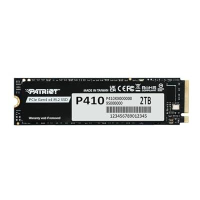 Patriot Memory Patriot P410 2TB Internal SSD NVMe PCIe Gen 4x4 M.2 2280 Sequential Read: Up to 5,000MB/s and Sequential Write: Up to 4,500MB/s PS5 Compatible Solid State Drive P410P2TBM28H Patriot Memory Patriot P410 2TB Internal SSD NVMe PCIe Gen 4x4 M.2 2280 Sequential Read: Up to 5,000MB/s and Sequential Write: Up to 4,500MB/s PS5 Compatible Solid State Drive P410P2TBM28H