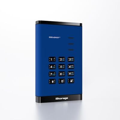 iStorage DiskAshur3 SSD 2TB Blue Unidad de estado sólido portátil segura Protegida por contraseña Resistente al polvo y al agua Cifrado de hardware iStorage DiskAshur3 SSD 2TB Blue Unidad de estado sólido portátil segura Protegida por contraseña Resistente al polvo y al agua Cifrado de hardware