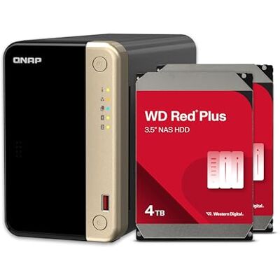 QNAP TS-264-8G-24WD-US NAS de Escritorio de Alto Rendimiento de 2 bahías con Capacidad de Almacenamiento de 4 TB, Paquete RAID1 WD Red Plus HDD preconfigurado QNAP TS-264-8G-24WD-US NAS de Escritorio de Alto Rendimiento de 2 bahías con Capacidad de Almacenamiento de 4 TB, Paquete RAID1 WD Red Plus HDD preconfigurado
