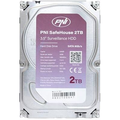 PNI Disco Duro Interno SafeHouse de 2 TB, 3,5", HDD, CCTV, 64 MB, SATA III, 7200 RPM para Sistemas de videovigilancia. PNI Disco Duro Interno SafeHouse de 2 TB, 3,5", HDD, CCTV, 64 MB, SATA III, 7200 RPM para Sistemas de videovigilancia.