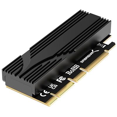 SABRENT Adaptador M.2 NVMe SSD a PCIe X16 Sin Herramientas Con Disipador de Calor de Aluminio, Adaptador PCIe para SSD Gen5 PCIe 5.0, Compatible con Generaciones Anteriores (EC-TFPE) SABRENT Adaptador M.2 NVMe SSD a PCIe X16 Sin Herramientas Con Disipador de Calor de Aluminio, Adaptador PCIe para SSD Gen5 PCIe 5.0, Compatible con Generaciones Anteriores (EC-TFPE)