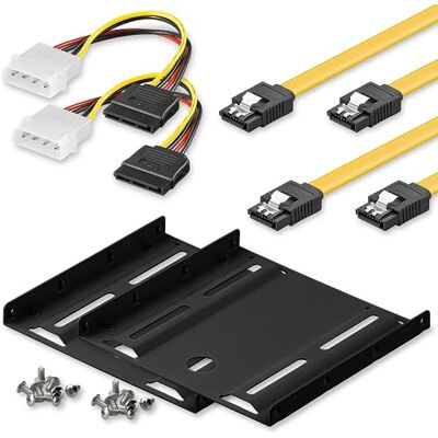 goobay 65725 2 x SSD HDD Marco de Montaje de 2,5 a 3,5 / SSD Soporte para Montaje de Discos Duros de 2,5" en Carcasa de 3,5" / 2 Cables de alimentación de 5,25 a SATA / 2 Cables de Datos PC de 6 Gbps goobay 65725 2 x SSD HDD Marco de Montaje de 2,5 a 3,5 / SSD Soporte para Montaje de Discos Duros de 2,5" en Carcasa de 3,5" / 2 Cables de alimentación de 5,25 a SATA / 2 Cables de Datos PC de 6 Gbps