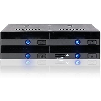 Icy Dock Estación de Acceso sin Meseta con botón de eyección para 4 bahías de 2,5" SATA/SAS SSD/HDD Hot-Swap para bahía de 5,25" FlexiDOCK MB014SP-B R1 Icy Dock Estación de Acceso sin Meseta con botón de eyección para 4 bahías de 2,5" SATA/SAS SSD/HDD Hot-Swap para bahía de 5,25" FlexiDOCK MB014SP-B R1