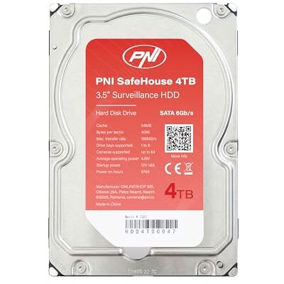 PNI Disco Duro Interno SafeHouse de 4 TB, 3,5", HDD, CCTV, 64 MB, SATA III, 7200 RPM para Sistemas de vigilancia. PNI Disco Duro Interno SafeHouse de 4 TB, 3,5", HDD, CCTV, 64 MB, SATA III, 7200 RPM para Sistemas de vigilancia.