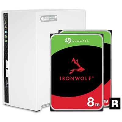QNAP NAS Home de 2 bahías con Capacidad de Almacenamiento de 8 TB, Paquete de Unidades Raid 1 Seagate IronWolf preconfiguradas, con Puertos de 1 GbE (TS-233-28ST-US) QNAP NAS Home de 2 bahías con Capacidad de Almacenamiento de 8 TB, Paquete de Unidades Raid 1 Seagate IronWolf preconfiguradas, con Puertos de 1 GbE (TS-233-28ST-US)