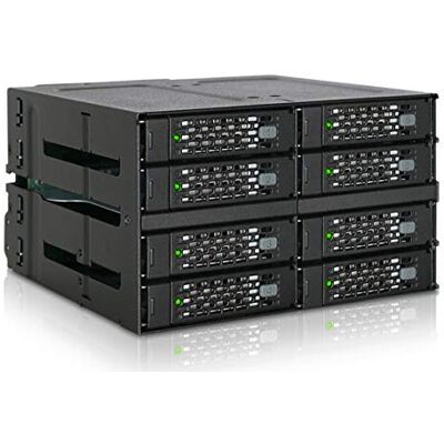 Icy Dock Jaula de backplane, Rack móvil Resistente, Caja de Rack Totalmente metálica para 8 x SSD o 2.5" SATA/SAS HDD en 2 bahías de 5.25" con Conector miniSAS HD ToughArmor MB508SP-B, Icy Dock Jaula de backplane, Rack móvil Resistente, Caja de Rack Totalmente metálica para 8 x SSD o 2.5" SATA/SAS HDD en 2 bahías de 5.25" con Conector miniSAS HD ToughArmor MB508SP-B,