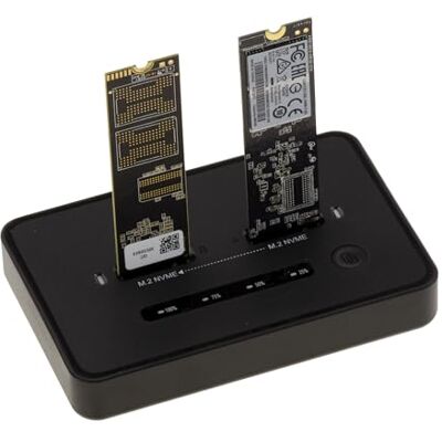 KALEA-INFORMATIQUE Base de clonación para 2 Unidades SSD NVMe M Key M2 con Enlace USB3.2 Gen2x2 de 20 Gbit/s en USB A o USB C. Capacidad soportada 8TB x2 KALEA-INFORMATIQUE Base de clonación para 2 Unidades SSD NVMe M Key M2 con Enlace USB3.2 Gen2x2 de 20 Gbit/s en USB A o USB C. Capacidad soportada 8TB x2