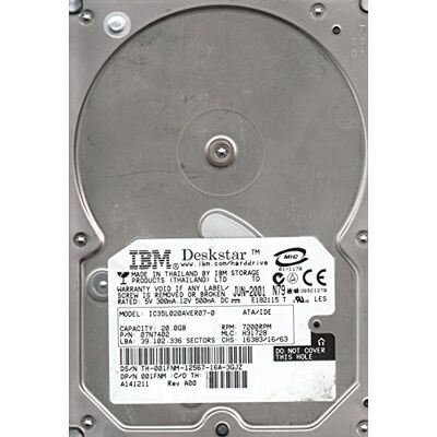 Lenovo IC35L020AVER07-0, PN 07N7402, MLC H31728, 20GB IDE 3.5 Disco Duro Lenovo IC35L020AVER07-0, PN 07N7402, MLC H31728, 20GB IDE 3.5 Disco Duro