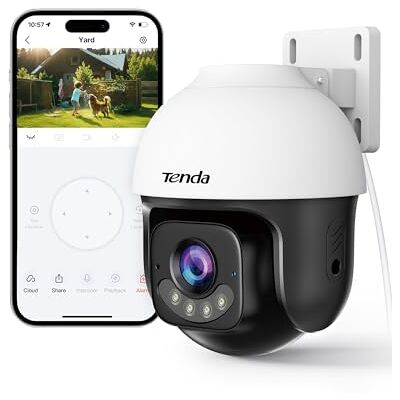 Tenda 5MP 3K Cámara Vigilancia Exterior WiFi 6, Cámara de Seguridad WiFi con Visión Nocturna en Color, 360° Seguimiento Automático, Detección de Humanos/Vehículos, Solo WiFi 2.4GHz, Alexa/ONVIF Tenda 5MP 3K Cámara Vigilancia Exterior WiFi 6, Cámara de Seguridad WiFi con Visión Nocturna en Color, 360° Seguimiento Automático, Detección de Humanos/Vehículos, Solo WiFi 2.4GHz, Alexa/ONVIF