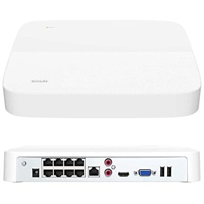 Tenda 4K PoE NVR H.265+ 8 Canales Grabador de Vigilancia DVR para Kit, Sistema de Cámara Vigilancia IP, Remote Access, 10 TB de Capacidad, Soporte hasta 8MP, N6P-8H Tenda 4K PoE NVR H.265+ 8 Canales Grabador de Vigilancia DVR para Kit, Sistema de Cámara Vigilancia IP, Remote Access, 10 TB de Capacidad, Soporte hasta 8MP, N6P-8H