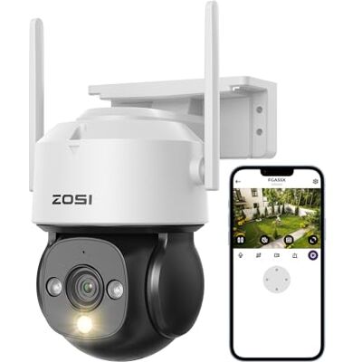 ZOSI 1080p Cámara Vigilancia Seguridad WiFi Exterior, Detección y Seguimiento de Persona, Visión Nocturna Color, Alarma de Sirena y Luz, C290 ZOSI 1080p Cámara Vigilancia Seguridad WiFi Exterior, Detección y Seguimiento de Persona, Visión Nocturna Color, Alarma de Sirena y Luz, C290
