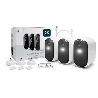 Arlo Essential 2 XL Camara Vigilancia WiFi Exterior 2K, Camara Vigilancia WiFi Interior, Batería De 24 Meses*, Sensor de Movimiento, Alarmas Para Casa, Prueba Secure Incluida, 3 Cámaras, Blancas Arlo Essential 2 XL Camara Vigilancia WiFi Exterior 2K, Camara Vigilancia WiFi Interior, Batería De 24 Meses*, Sensor de Movimiento, Alarmas Para Casa, Prueba Secure Incluida, 3 Cámaras, Blancas