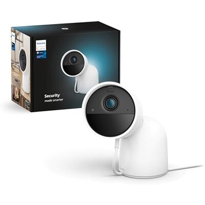 Philips Secure Cámara de Video Vigilancia Inteligente con Base para Exteriores o Interiores, Versión con Cable, Full HD Video, Control de Seguridad e Iluminación en una Sola App, Blanco Philips Secure Cámara de Video Vigilancia Inteligente con Base para Exteriores o Interiores, Versión con Cable, Full HD Video, Control de Seguridad e Iluminación en una Sola App, Blanco