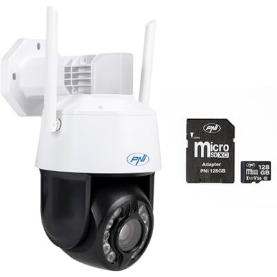 PNI Paquete Cámara de videovigilancia House IP575 WiFi 5MP con IP + Tarjeta de Memoria MicroSD 128GB con Adaptador SD PNI Paquete Cámara de videovigilancia House IP575 WiFi 5MP con IP + Tarjeta de Memoria MicroSD 128GB con Adaptador SD