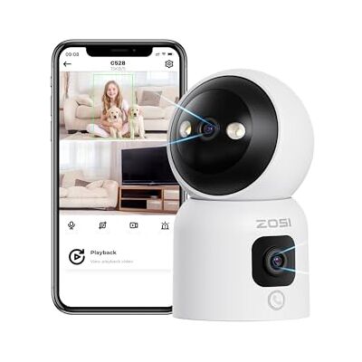 ZOSI Cámara Vigilancia WiFi Interior con Enchufe para Bebé/Mascota, 3MP Lente Pan y Tilt + 3MP Lente Fija, 2,4G/5G WiFi, Seguimiento de Persona, Llamada por Gesto Ok, Visión Nocturna en Color, C528D ZOSI Cámara Vigilancia WiFi Interior con Enchufe para Bebé/Mascota, 3MP Lente Pan y Tilt + 3MP Lente Fija, 2,4G/5G WiFi, Seguimiento de Persona, Llamada por Gesto Ok, Visión Nocturna en Color, C528D