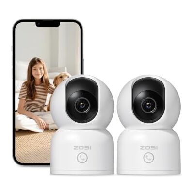 ZOSI 1080p Cámara de Vigilancia WiFi Interior para Bebé/Mascota, Detección y Seguimiento de Persona, Visión Nocturna, Audio Bidireccional, 2.4G/5G WiFi, 2pcs ZOSI 1080p Cámara de Vigilancia WiFi Interior para Bebé/Mascota, Detección y Seguimiento de Persona, Visión Nocturna, Audio Bidireccional, 2.4G/5G WiFi, 2pcs