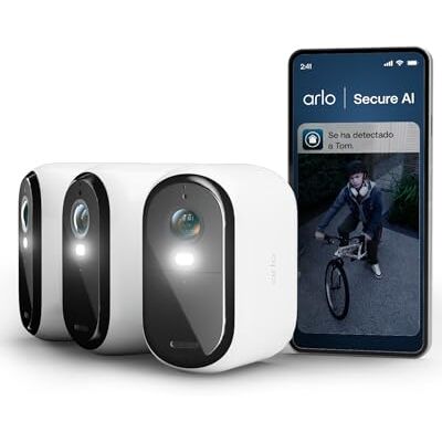 Arlo Essential 3 2K XL, cámara WiFi Exterior, batería de 24 Meses, visión Nocturna en Color, Sirena, Audio bidireccional, 3 cámaras Blancas Arlo Essential 3 2K XL, cámara WiFi Exterior, batería de 24 Meses, visión Nocturna en Color, Sirena, Audio bidireccional, 3 cámaras Blancas