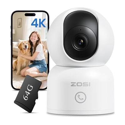 ZOSI 4K C518 Cámara Vigilancia Seguridad WiFi Interior para Bebé/Mascota, Detección y Seguimiento de Movimiento, Vista de 360°, Audio Bidireccional, 2.4G/5G WiFi, 64GB Tarjeta Incluida ZOSI 4K C518 Cámara Vigilancia Seguridad WiFi Interior para Bebé/Mascota, Detección y Seguimiento de Movimiento, Vista de 360°, Audio Bidireccional, 2.4G/5G WiFi, 64GB Tarjeta Incluida