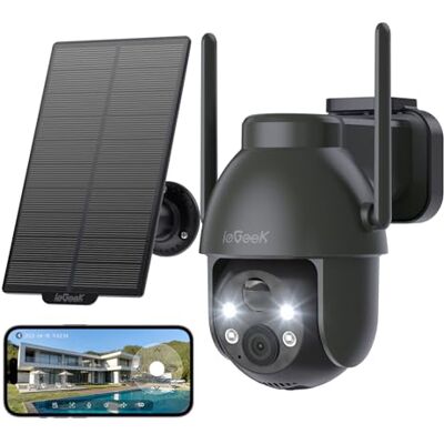 ieGeek 3MP Camara Vigilancia WiFi Exterior Solar con Bateria Sin Cables, Camara Vigilancia Exterior Solar Visión Nocturna Color, PTZ 360° App Remoto, Humana Detección, IP65, Voz Bidireccional (Gris) ieGeek 3MP Camara Vigilancia WiFi Exterior Solar con Bateria Sin Cables, Camara Vigilancia Exterior Solar Visión Nocturna Color, PTZ 360° App Remoto, Humana Detección, IP65, Voz Bidireccional (Gris)