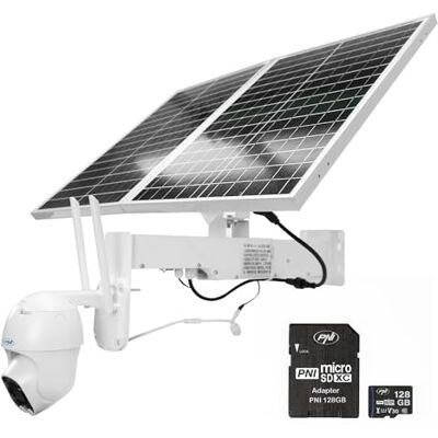 PNI Paquete de cámara de videovigilancia PTZ en Vivo IP60 con Panel Solar, 2MP, gsm 4G y Tarjeta MicroSD 128 GB PNI Paquete de cámara de videovigilancia PTZ en Vivo IP60 con Panel Solar, 2MP, gsm 4G y Tarjeta MicroSD 128 GB