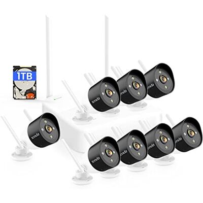 Tenda 2K Kit de Camara Vigilancia WiFi Exterior/Interior sin Cables 8X 3MP Cámara Seguridad IP de Visión Nocturna en Color con Grabador 8CH 1TB HDD NVR CCTV, Audio Bidireccional, K8W-3TC-1T Tenda 2K Kit de Camara Vigilancia WiFi Exterior/Interior sin Cables 8X 3MP Cámara Seguridad IP de Visión Nocturna en Color con Grabador 8CH 1TB HDD NVR CCTV, Audio Bidireccional, K8W-3TC-1T
