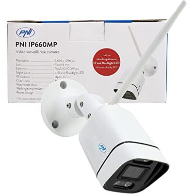 PNI Cámara de Video vigilancia IP660MP 3MP, inalámbrico, Exterior e Interior, Solo para Kit House WiFi660 PNI Cámara de Video vigilancia IP660MP 3MP, inalámbrico, Exterior e Interior, Solo para Kit House WiFi660