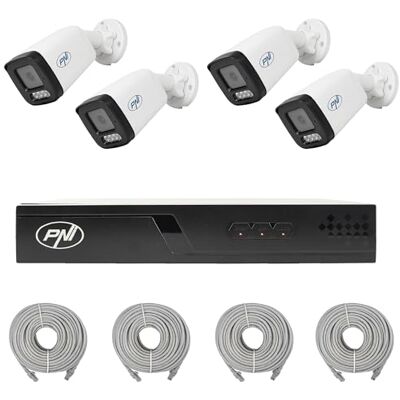 PNI Paquete de videovigilancia NVR PoE House IP710J, 4 cámaras IP515J, 5MP y Cables incluidos PNI Paquete de videovigilancia NVR PoE House IP710J, 4 cámaras IP515J, 5MP y Cables incluidos