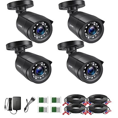 ZOSI 4pcs 1080P HD-TVI Cámara de Vigilancia Exterior para CCTV DVR Sistema de Cámaras de Seguridad, Visión Nocturna IR ZOSI 4pcs 1080P HD-TVI Cámara de Vigilancia Exterior para CCTV DVR Sistema de Cámaras de Seguridad, Visión Nocturna IR