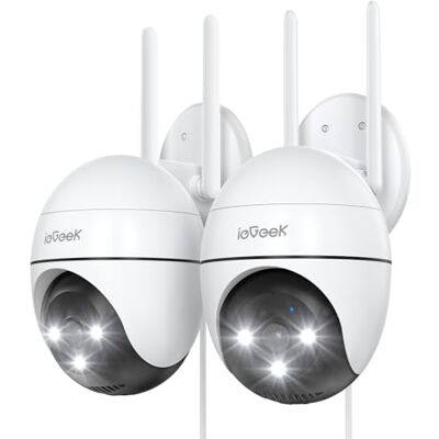 ieGeek 2K Camara Vigilancia WiFi Exterior con Eléctrico, PTZ 355°, Detección de Humano, Seguimiento Automático, Visión Nocturna Color, Alarma de Luz y Sonido, Grabación Continua(2 PCS) ieGeek 2K Camara Vigilancia WiFi Exterior con Eléctrico, PTZ 355°, Detección de Humano, Seguimiento Automático, Visión Nocturna Color, Alarma de Luz y Sonido, Grabación Continua(2 PCS)