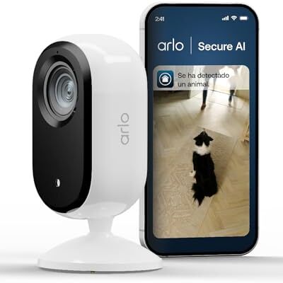 Arlo Essential 3 Indoor Camara Vigilancia Bebe/Mascotas 2K, Sensor de Movimiento, Alarmas para Casa, Visión Nocturna, Prueba Secure Incluida, con Cubierta de Lente Automática, 1 Cámara Arlo Essential 3 Indoor Camara Vigilancia Bebe/Mascotas 2K, Sensor de Movimiento, Alarmas para Casa, Visión Nocturna, Prueba Secure Incluida, con Cubierta de Lente Automática, 1 Cámara